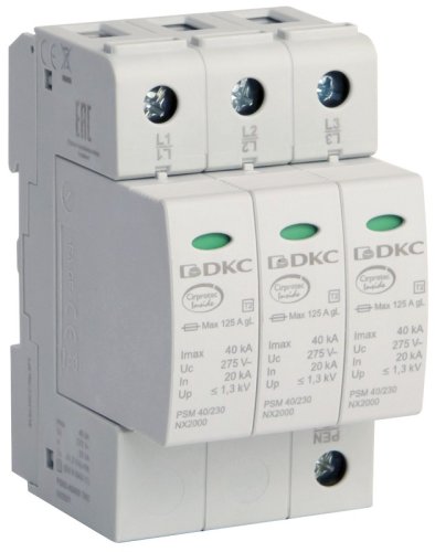 Ограничитель импульсных напряжений УЗИП DKC Jupiter 3п L1-L2-L3-PEN классII 40кА картинка